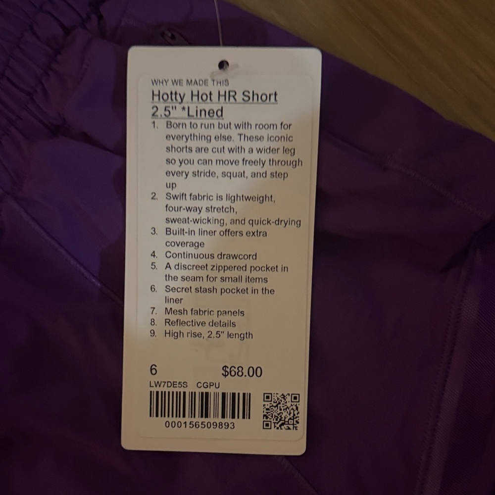 NWT 💗lululemon Hottie hot 2.5 in Women's Purple Athletic Shorts - Picture 2 of 5